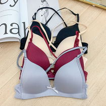 LLUO Lolo secret factory cooperation ~ Triangle cup incognito rimless bra gathered bra glossy female underwear