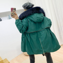 Clearance pick-up anti-season clearance welfare~fashion down jacket womens high-end atmospheric waist hooded Pike suit winter