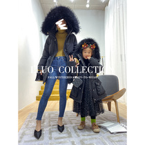 Clearance pick-up leak fried big fox hair 80 velvet ~ Parent-child autumn and winter down jacket womens long waist thickened jacket