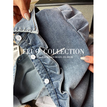 Clearance jian lou at phase mu er bian irregular denim shirt female spring new western style shirt-music of the tide