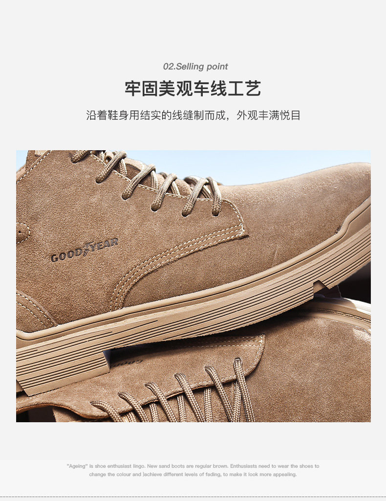 固特异 男士磨砂真皮 复古时尚马丁靴 图7