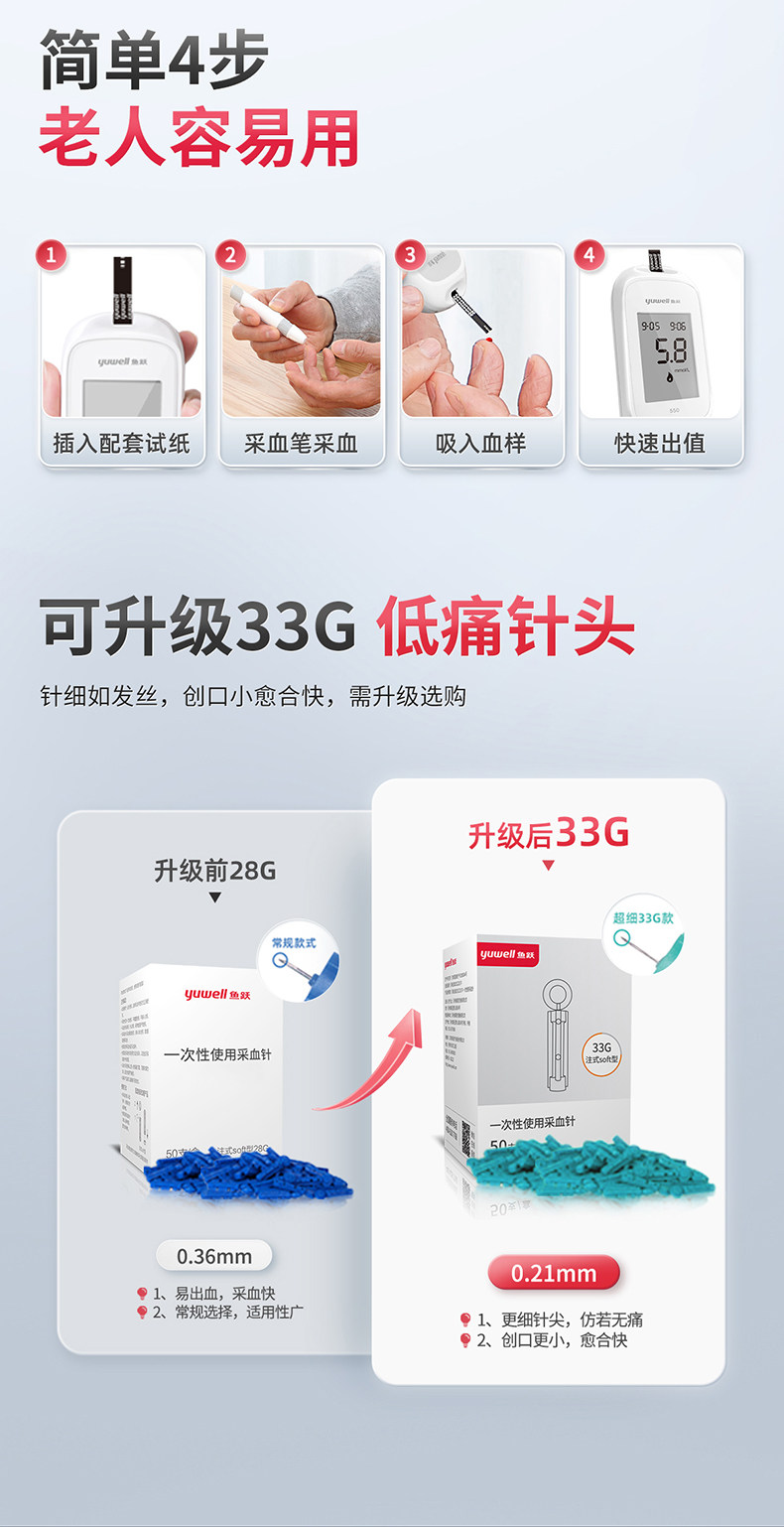 鱼跃 550血糖测试仪 含耗材50次 图2