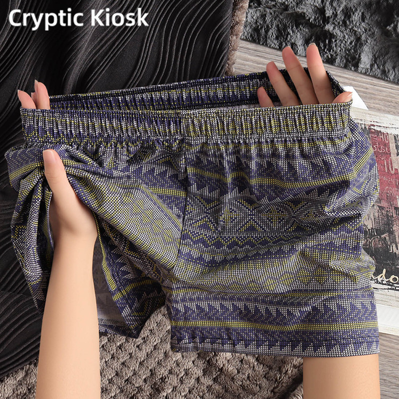 Cryptic Kiosk High-End Pure Cotton Men's Retro Ethnic Style Fashionable Mid-Waist Men's Boxer Shorts