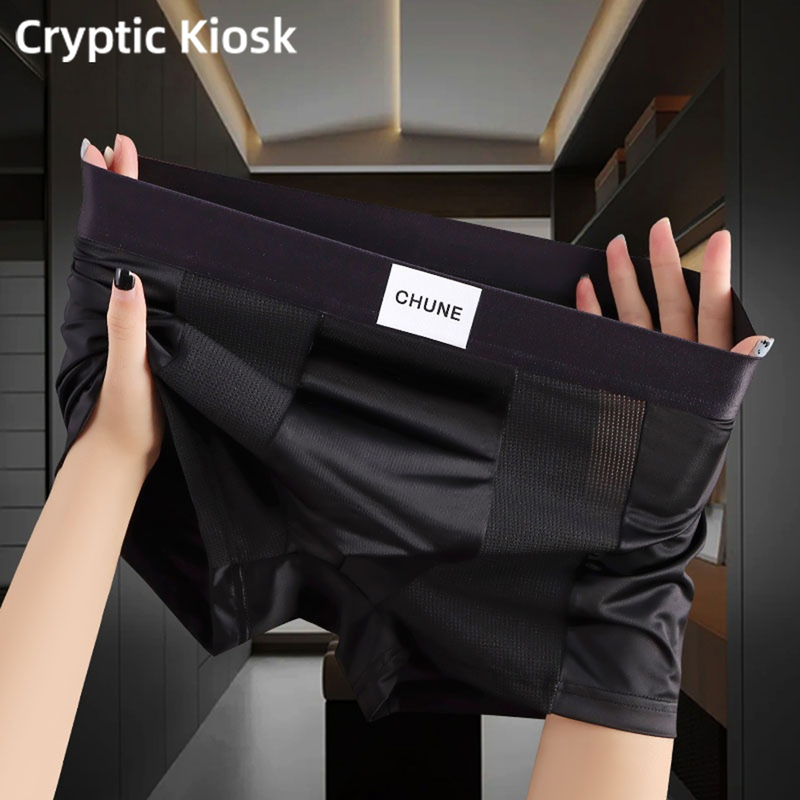 Cryptic Kiosk High-End Ice Silk Men's Underwear Breathable Mesh Satin Cool Men's Boxer Shorts Cryptic Kiosk High-End Ice Silk Men's Underwear Breathable Mesh Satin Cool Men's Boxer Shorts