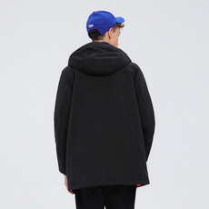 Куртка lee商场同款男秋冬黑色中长款连帽夹棉外套l371034qmk11