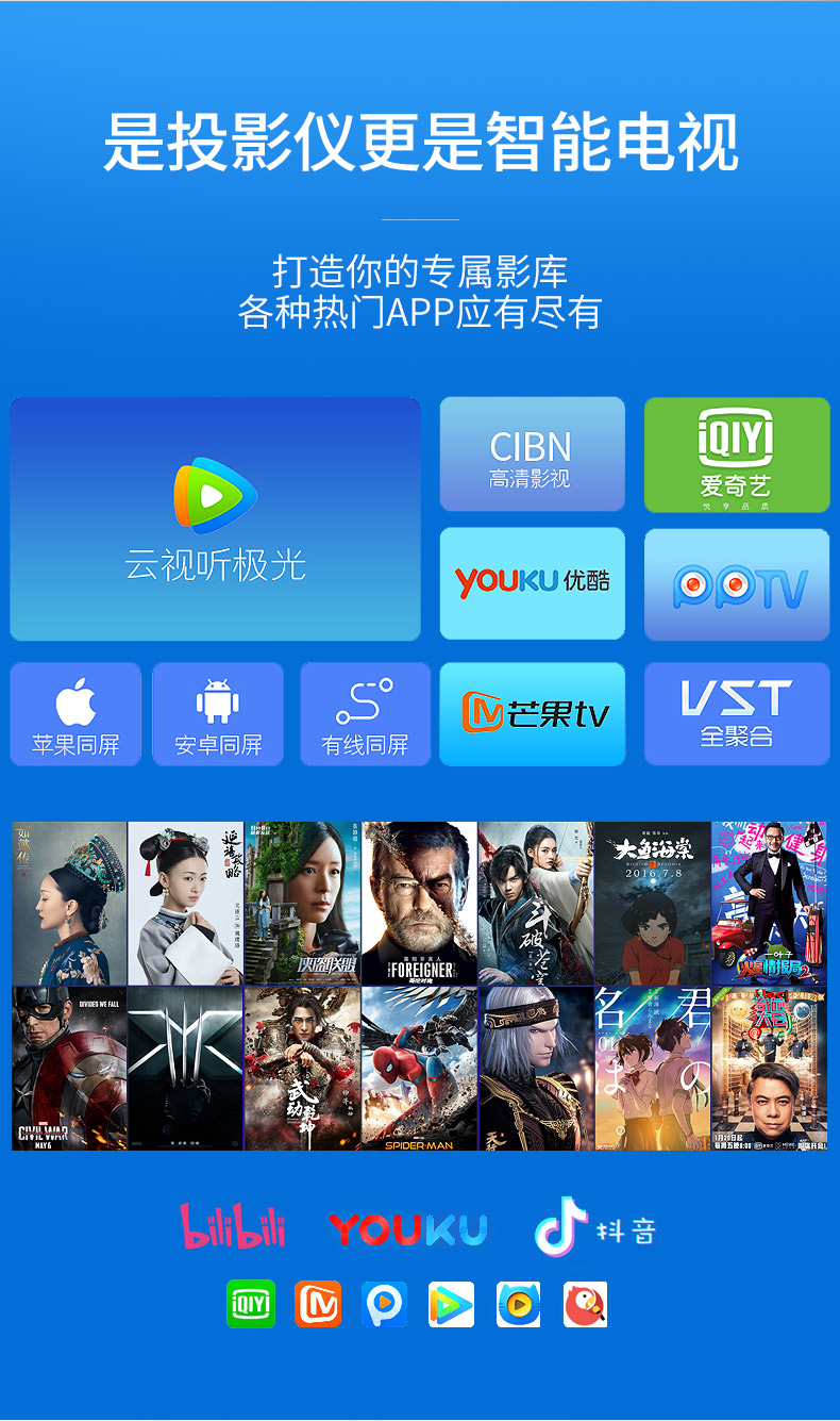 [Trực tiếp] [2019 mới] Amoowa máy chiếu nhỏ gia đình mini di động treo tường máy chiếu điện thoại micro HD - Máy chiếu may chieu sony