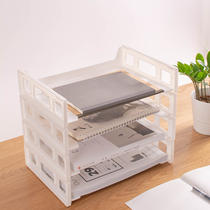 Folder storage rack multi-layer double-layer table data rack office supplies complete storage plastic bookshelf file folder storage box box basket student desktop file tray