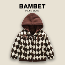 Italy Bambet girl coat autumn winter clothing 2021 new cotton lamb velvet loose hooded sweater
