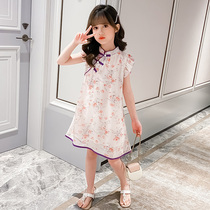 Bambet girls cheongsam dress summer 2021 new retro costume Hanfu childrens Western style super fairy skirt