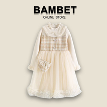 Bambet girls dress autumn 2021 new foreign style childrens sweater skirt girls Spring Autumn princess dress