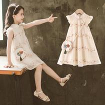 Italian Bambet girl cheongsam skirt summer dress girl princess dress childrens foreign color hanfu dress