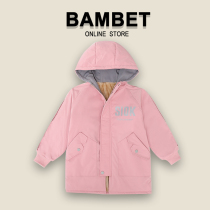 Italian Bambet girl Parker clothing 2021 autumn and winter new cotton clothes children Foreign style plus velvet padded jacket