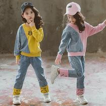 Italy Bambet girls  sports sweater suit spring and autumn new childrens clothing little girl middle and large childrens two-piece suit