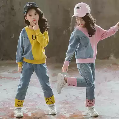 Italian Bambet girl pants thick cotton T set Spring and Autumn new children's suit little girl Middle and big child two sets