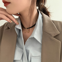 European and American Temperament Choker Lock Bone Chain Black Necklace Girl Tide Tennis Red Ins Hip Hop Personality Short neck with neckband Item Circle