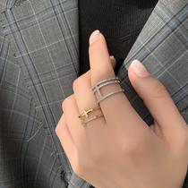 Minimalist lukewarm wind advanced senses ring Women ins Chains Fashion Personality Design Opening Adjustable Forefinger Ring