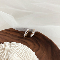 Pearl high level sensual earrings French style net red temperamental ear lukewarm 925 pure silver earbuds with earbuds without earbuds