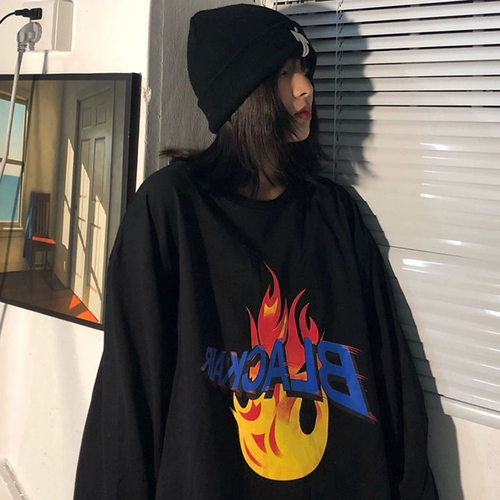 Весенний осенний тонкий брендовый приятный телу лонгслив в стиле хип-хоп, свободный крой