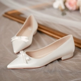 Свадебные туфли, белая комфортная обувь для невесты с бантиком для беременных, 2021 года, мягкая подошва, для подружки невесты
