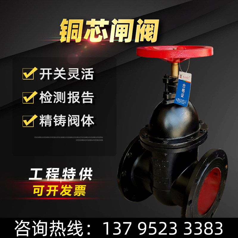 Z45T-16 10 Cast iron flange dark rod copper core gate valve Civil defense DN50 65 80 100 125 150 200