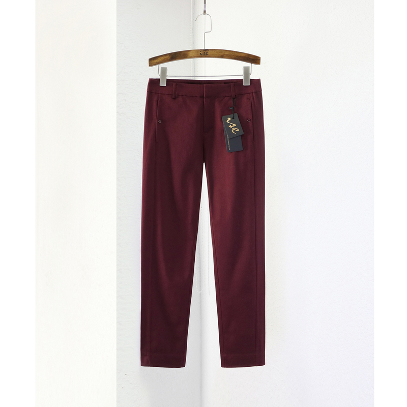 Jise Counter Genuine Purple Rose Red Cotton Twill Jacquard High-End Casual Pants P1630610-1289