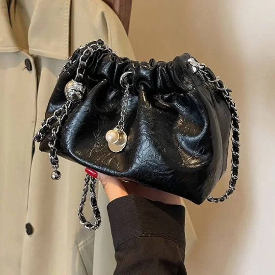 Niche Designer Bags for Women 2025 New Fashion High-End Chain Shoulder Crossbody Bag Pleated Bucket Cloud Bag