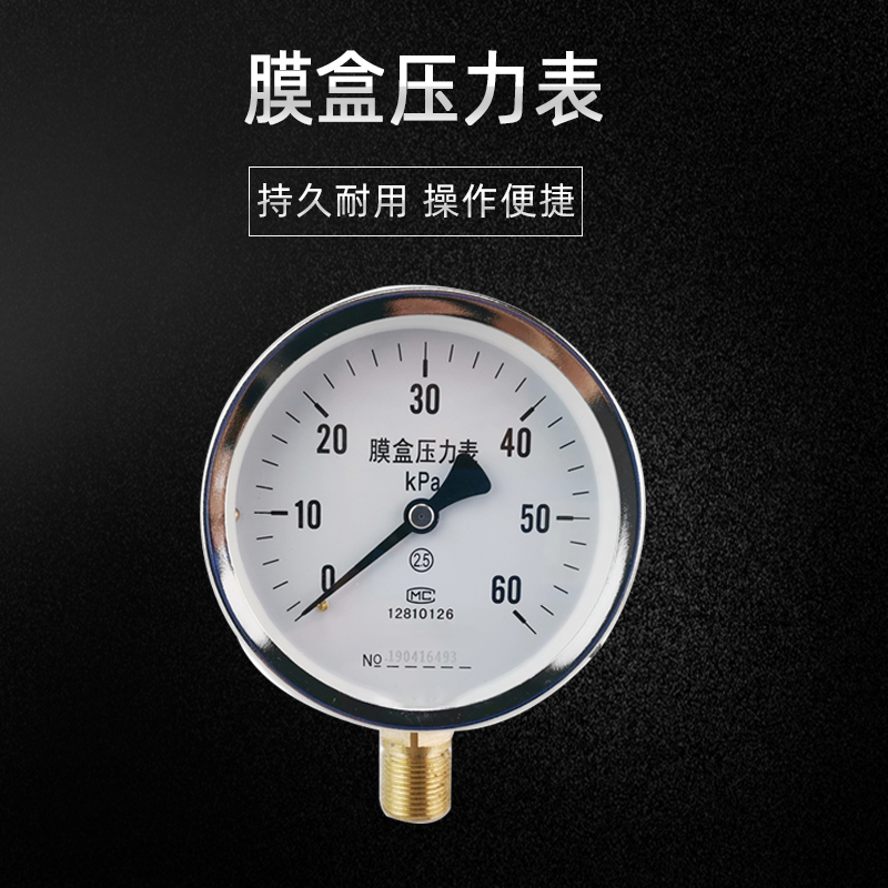 YE100 membrane box pressure gauge 0-10 16 25 40 60KPA gas kilopa pressure gauge
