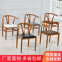 Iron Y Chair backed by Backtailchair imitation wooden tea chair Nordic modern minimal arm-lap chair combined dining chair