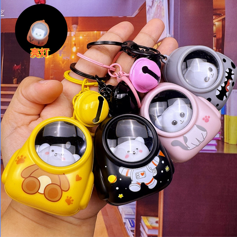 Astronaut Cat Keychain Backpack Glowing Night Light Girl's Bag Pendant Cute Space Couple Accessories