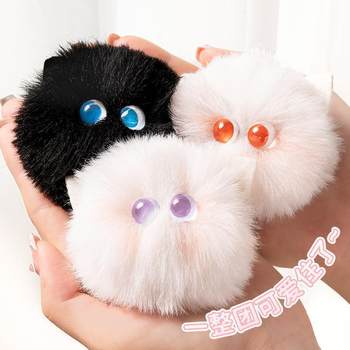 Girly Blush Cat Plush Keychain Cute Cartoon Doll Cat Fur Ball Pendant Handmade Girl Gift