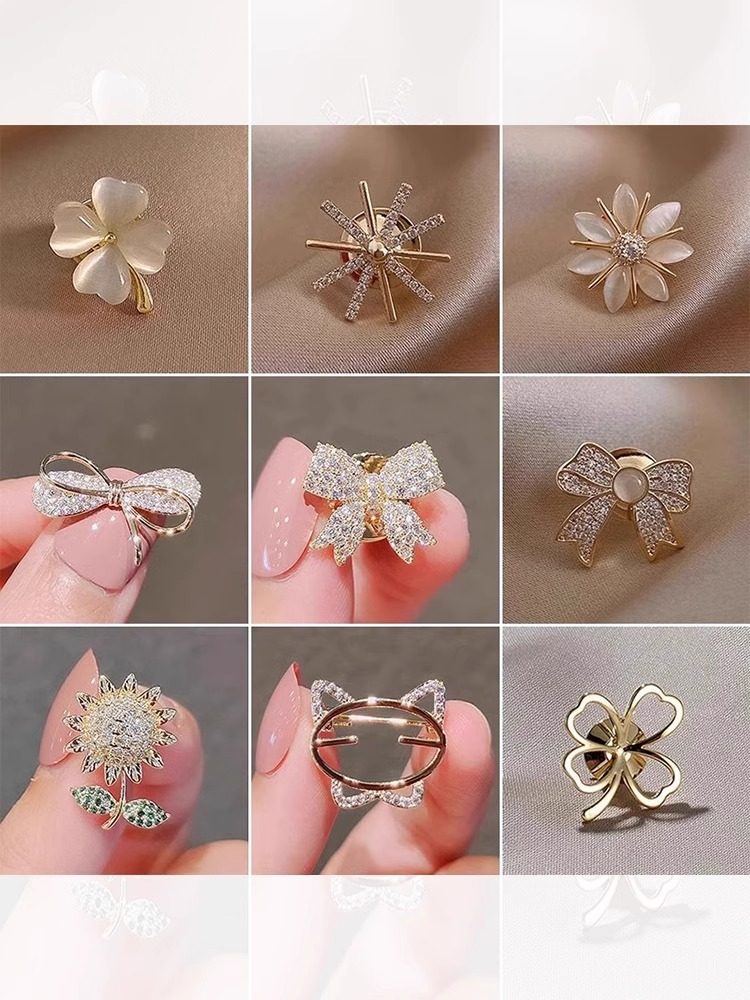 Bowknot Anti-Exposure Accessory, High-End Small Brooch for Women, Versatile Summer No-Sew Pin to Fix Clothing Collars, Accessory
