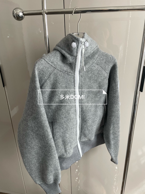 Correct Version, Bulk Price, New Style, Patchwork Leather Hooded Zip-Up Fleece Wool Hooded Cardigan Jacket