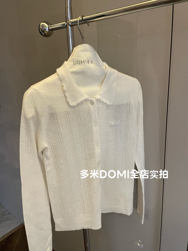24-Hour Shipping 26Ss New Style Doll Collar Knitted Cardigan for Women, Elegant and Soft, Age-Reducing Knitted Top
