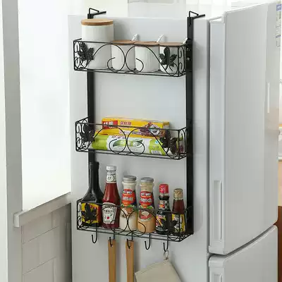 Refrigerator shelf Freezer side wrought iron wall-mounted multi-layer storage rack Kitchen supplies Household Daquan