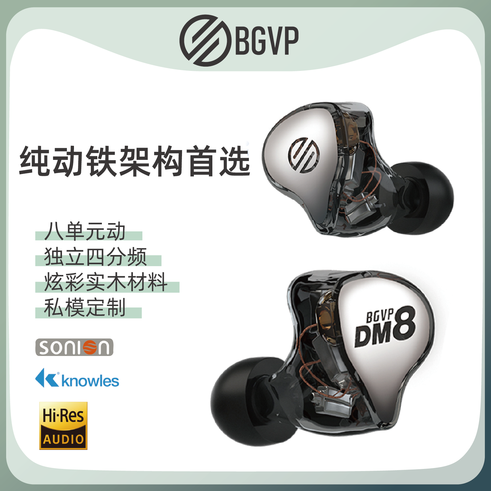 BGVP DM8 Lou Cell honors 8 unit of iron headphones customized private mode cable in-ear hifiMajor