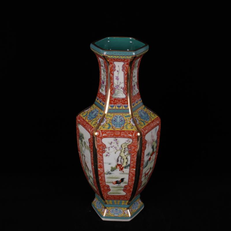 Jingdezhen imitation the qing qianlong designs of colored enamel vase archaize play Chinese zodiac antique decoration handicraft furnishing articles