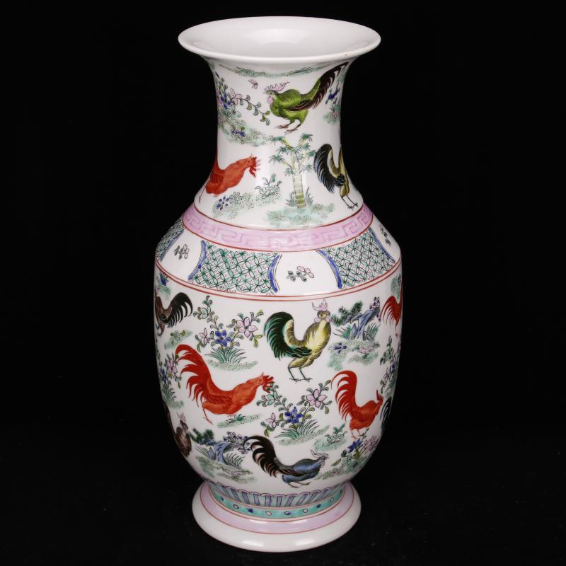 Jingdezhen imitation model of the reign of emperor kangxi enamel vase vintage Chinese style household furnishing articles antique antique collection