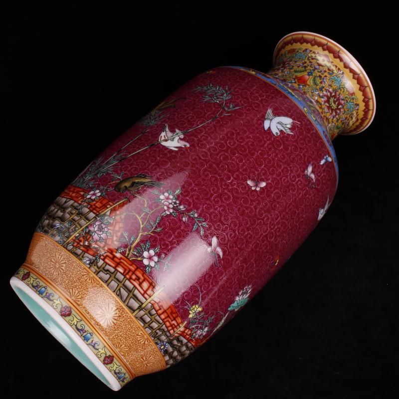 Jingdezhen imitation qianlong colored enamel painting of flowers and idea for gourd vase vases, antique Chinese antique living room a study place
