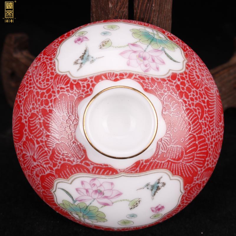 Jingdezhen imitation YongZhengNian only three fuels the wire inlay enamel lid cup tureen boutique tea cups antique furnishing articles