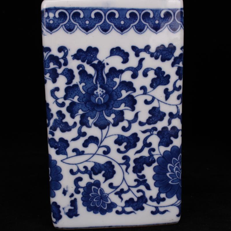 Archaize of jingdezhen porcelain qianlong blue tie up branch grain square brush pot four desk supplies table ano adornment furnishing articles
