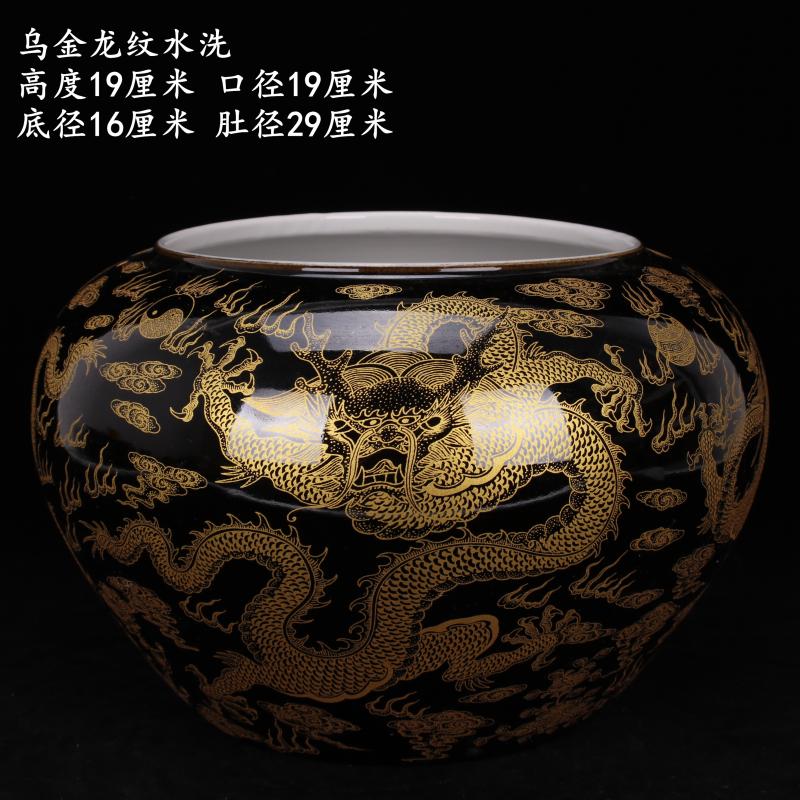 Jingdezhen antique reproduction antique kangxi sharply glaze dragon water bottle flower vase with wooden stick is Chinese style household vase furnishing articles