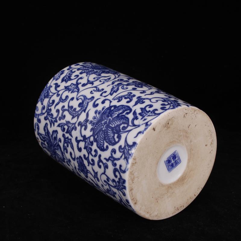 Jingdezhen bucket color peach blue tie up branch lines landscape brush pot Chinese style desk supplies four decorative furnishing articles