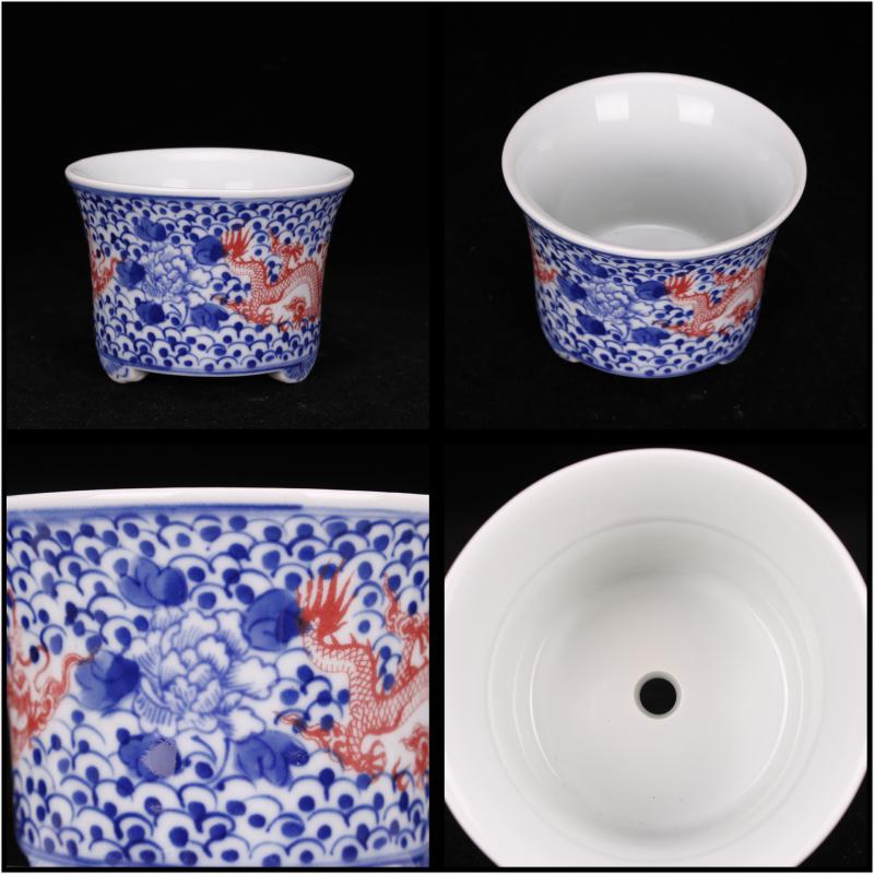 Jingdezhen porcelain three small fleshy plant flower pot art ceramic flower pot adornment cabinet office desk