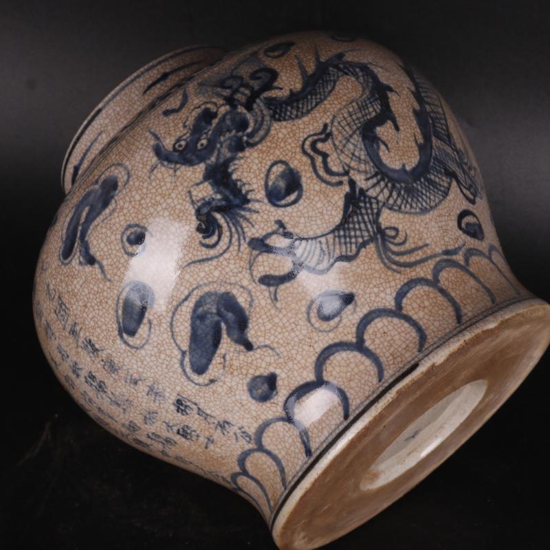Ming YunLongWen canister hand - made antique crafts porcelain altar household of Chinese style furnishing articles antique curio collection