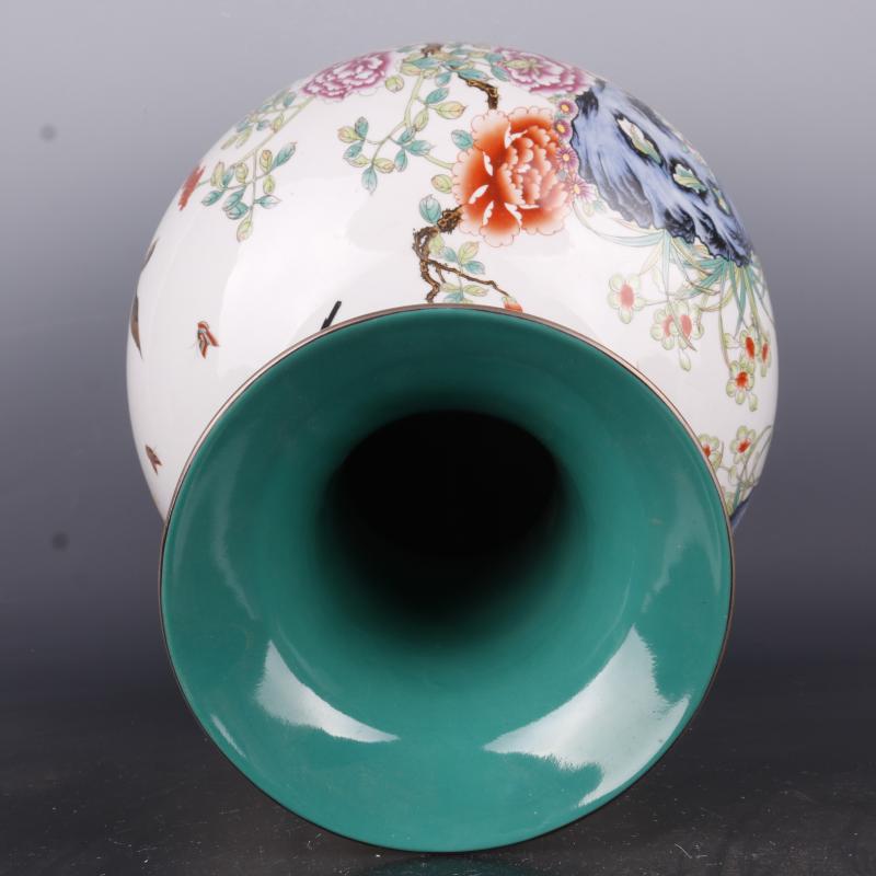 Antique Chinese porcelain floor home furnishing articles clear pastel prosperous flower grain vases, Antique curio collection