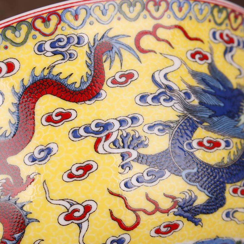 Yellow colored enamel to sweet dragon bowl of imitation and qianlong porcelain bowls Chinese style classical soft adornment art furnishing articles