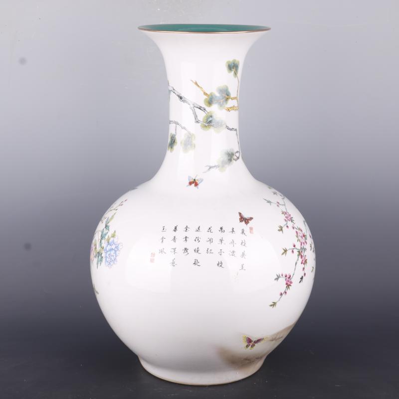 Antique Chinese porcelain floor home furnishing articles clear pastel prosperous flower grain vases, Antique curio collection