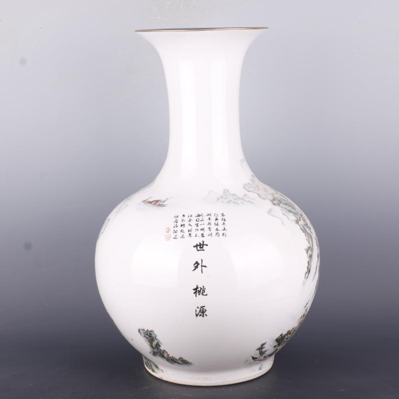 Antique Chinese porcelain floor home furnishing articles clear pastel prosperous flower grain vases, Antique curio collection
