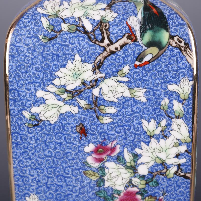 Package mail the qing qianlong see colour enamel painting of flowers and square vase antique porcelain household Chinese penjing collection process