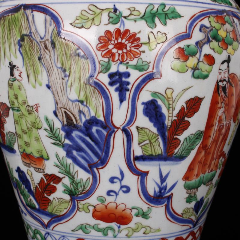 Jingdezhen imitation of yuan blue and white hand draw colorful antique antique grain mei bottles of retro decoration old items furnishing articles characters